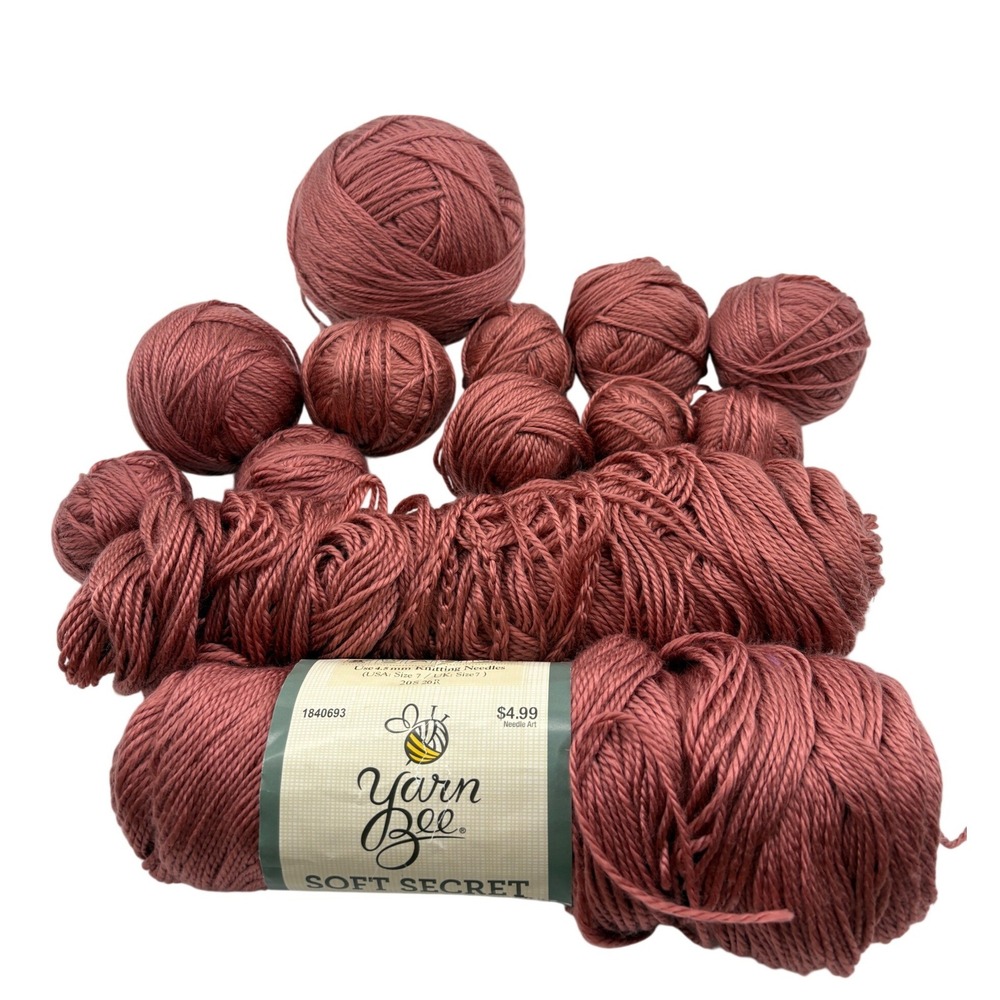Vtg 2015 Yarn Bee Soft Secret Mauve 134 Lot 31.6oz "Blanket in a Bag" OOP Craft
